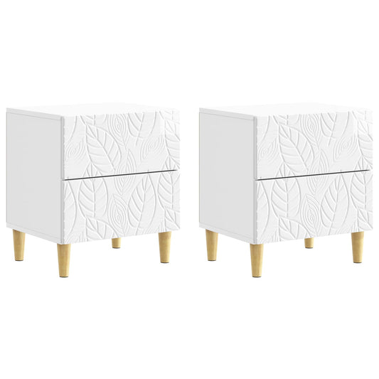 Sängbord 2 pcs Vit högglans 43 x 34,5 x 48 cm Konstruerat trä