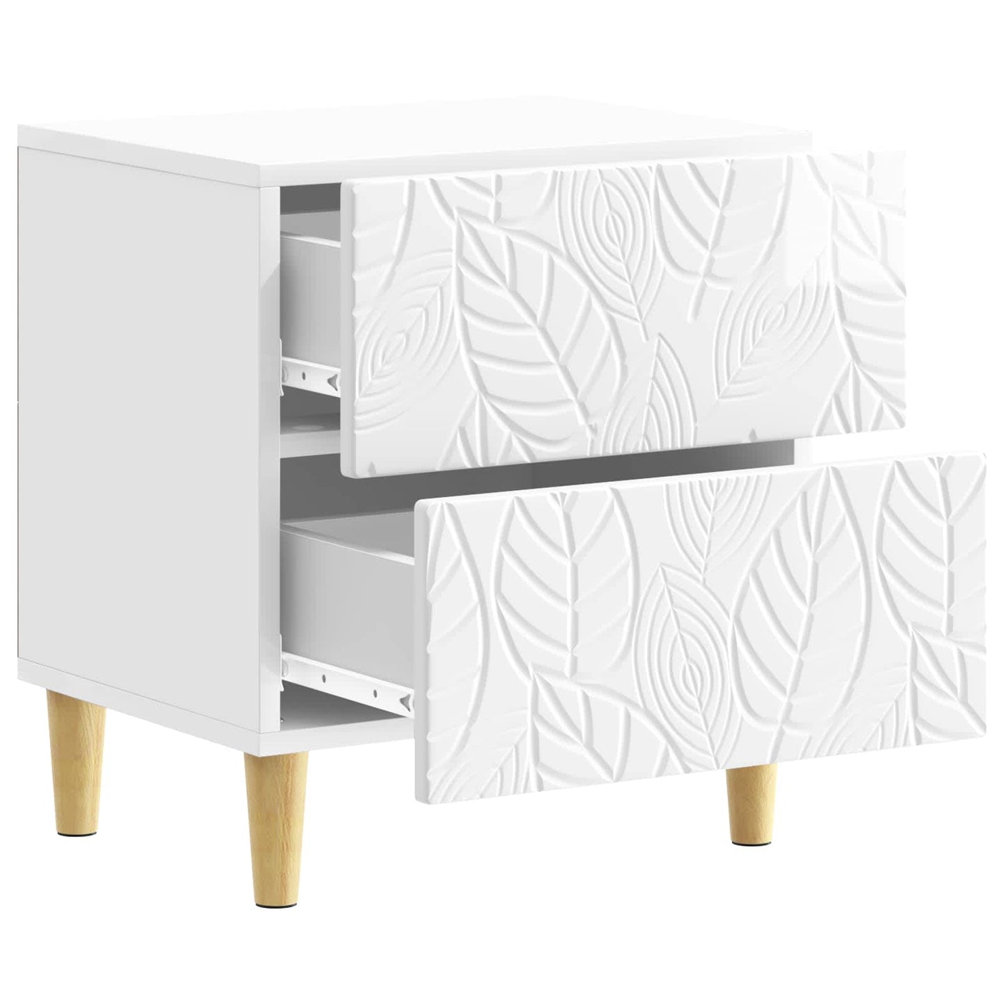 Sängbord 2 pcs Vit högglans 43 x 34,5 x 48 cm Konstruerat trä