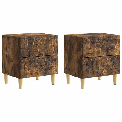 Sängbord 2 pcs Rökt ek 43 x 34,5 x 48 cm Konstruerat trä