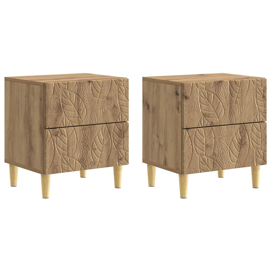 Sängbord 2 pcs Artisan-ek 43 x 34,5 x 48 cm Konstruerat trä