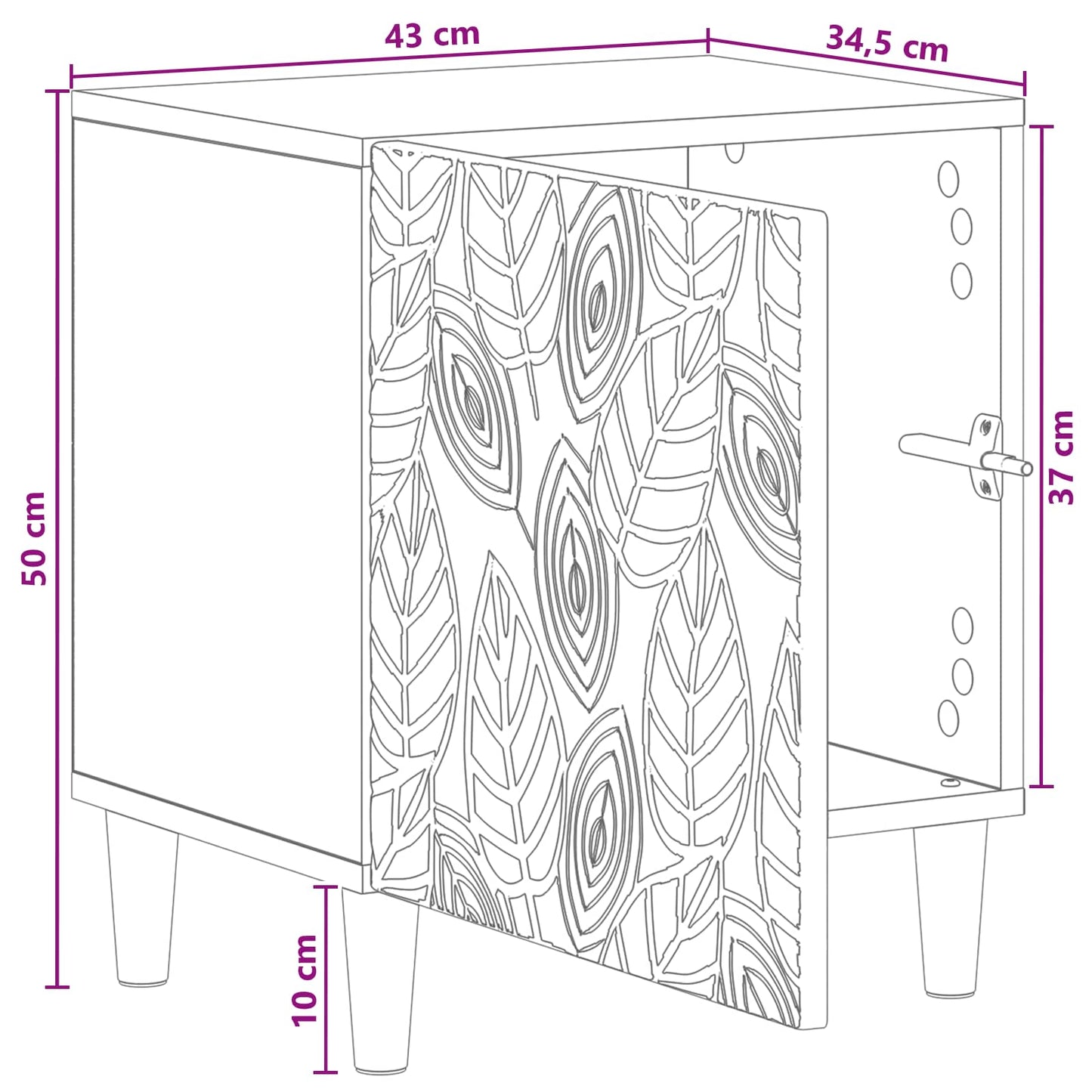 Sängbord 2 pcs Betonggrå 43 x 34,5 x 50 cm Konstruerat trä