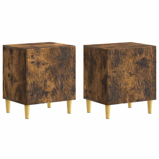 Sängbord 2 pcs Rökt ek 43 x 34,5 x 50 cm Konstruerat trä