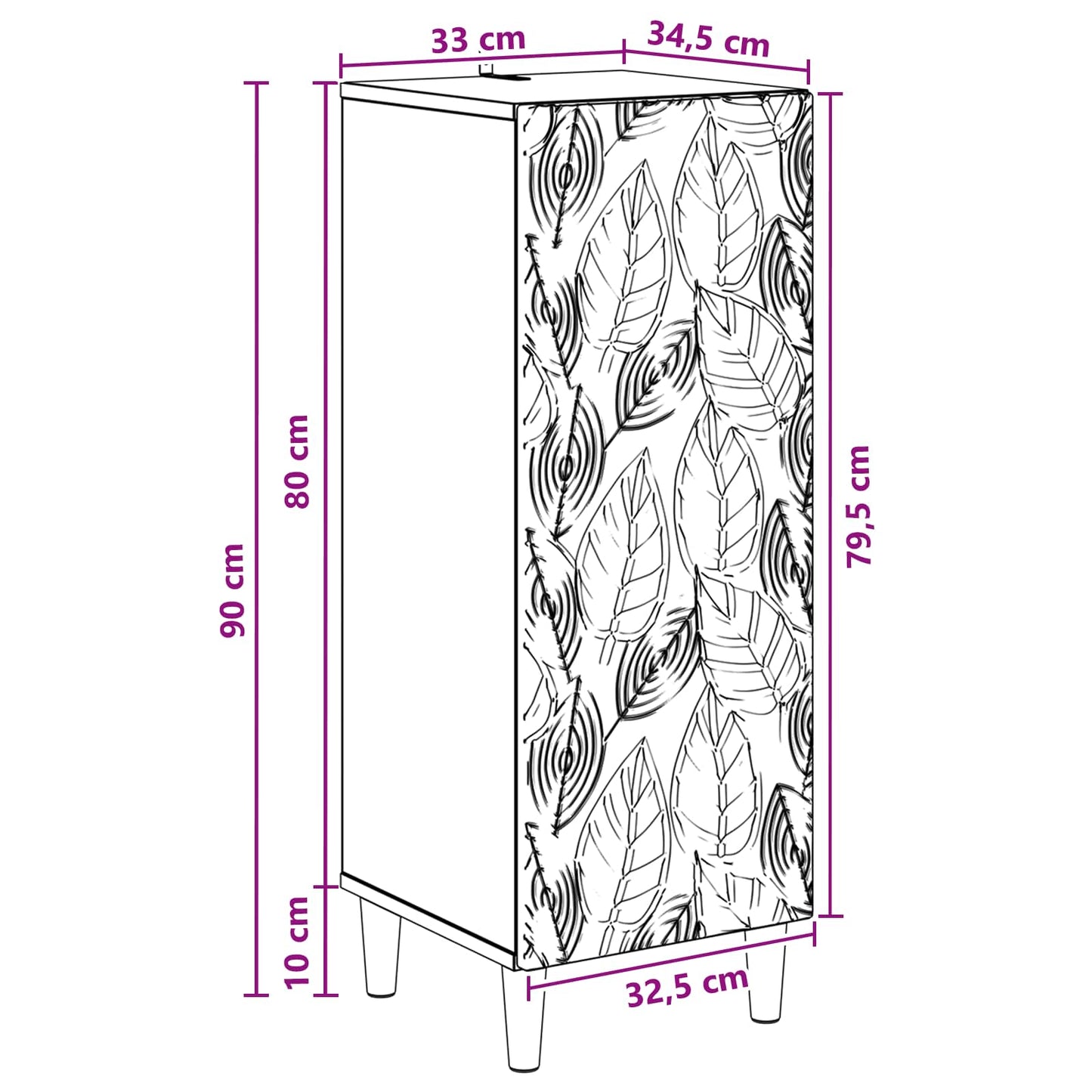 Sideboard Gammalt trä 33 x 34,5 x 90 cm Konstruerat trä