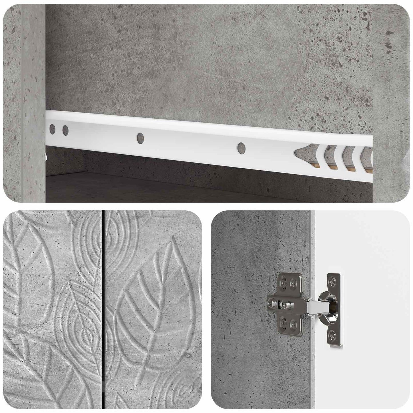 Sideboard Betonggrå 66 x 34,5 x 90 cm Konstruerat trä