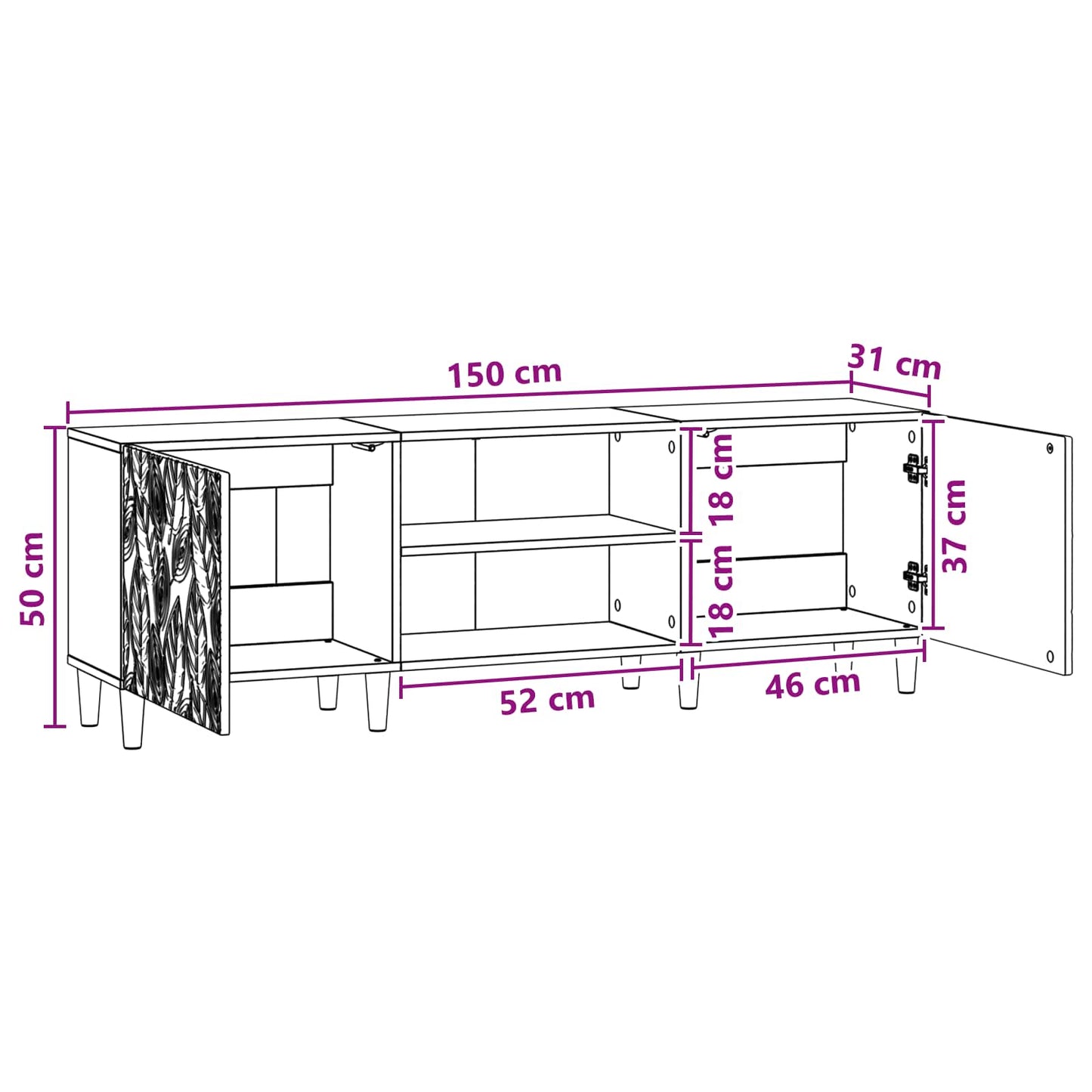 TV-skåp 150 x 31 x 50 cm Grå Sonoma Konstruerat trä
