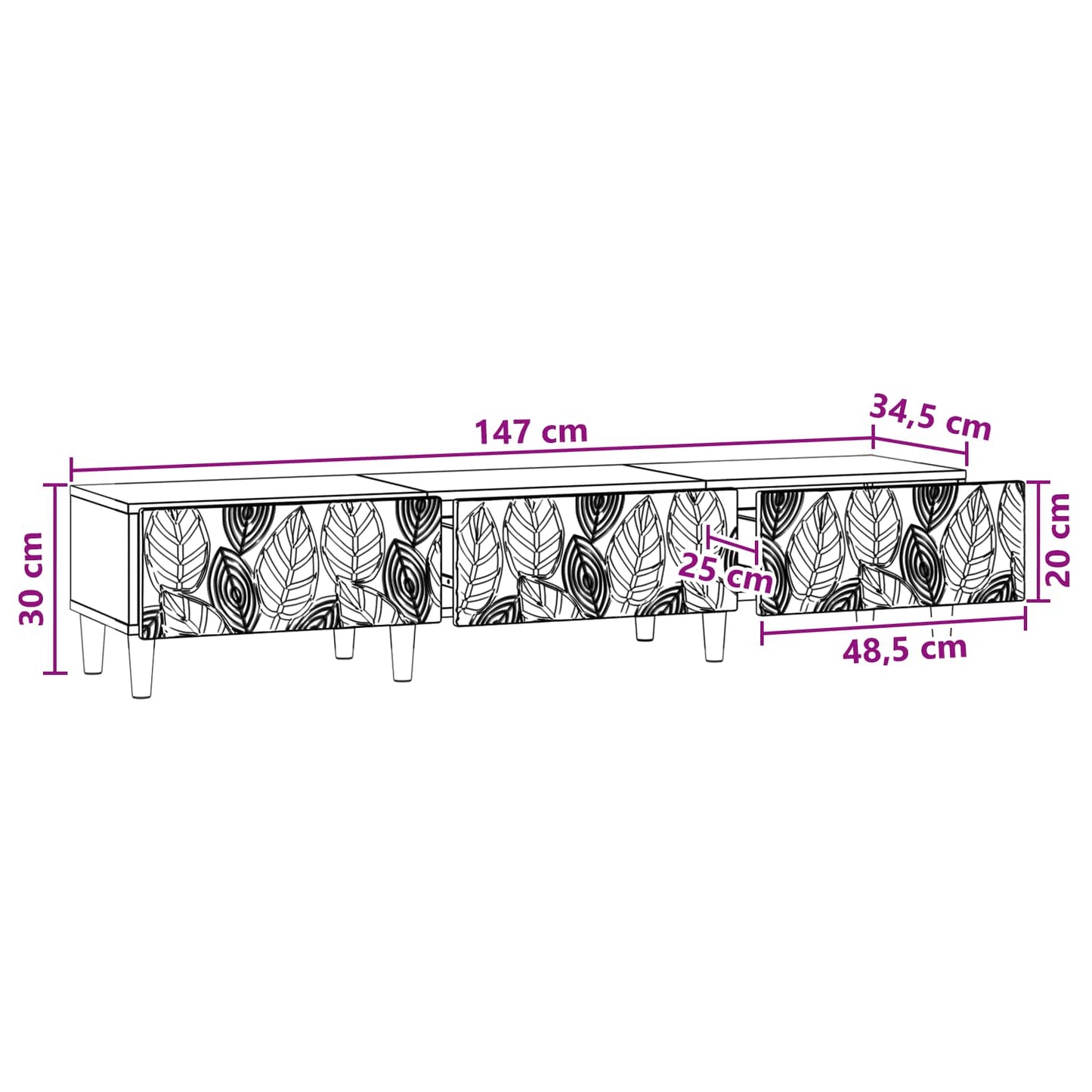 TV-skåp 147 x 34,5 x 30 cm Vit högglans Konstruerat trä