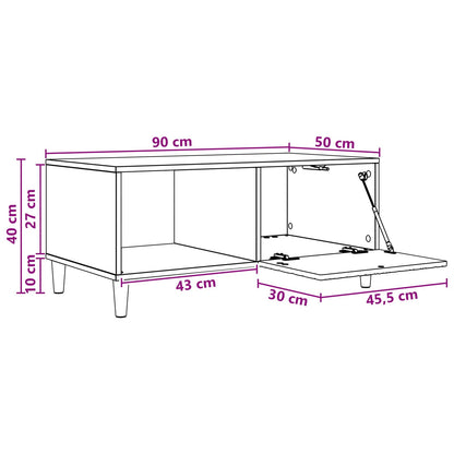 Kaffeebord Vit högglans 90 x 50 x 40 cm Konstruerat trä