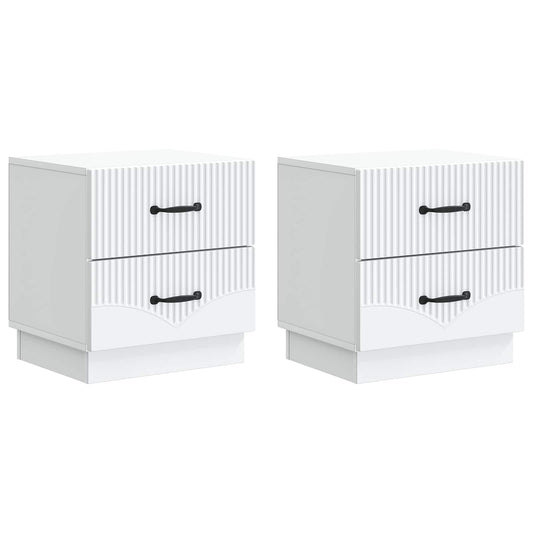 Nattduksbord 2 pcs Vit 43 x 34,5 x 44,5 cm Konstruerat trä