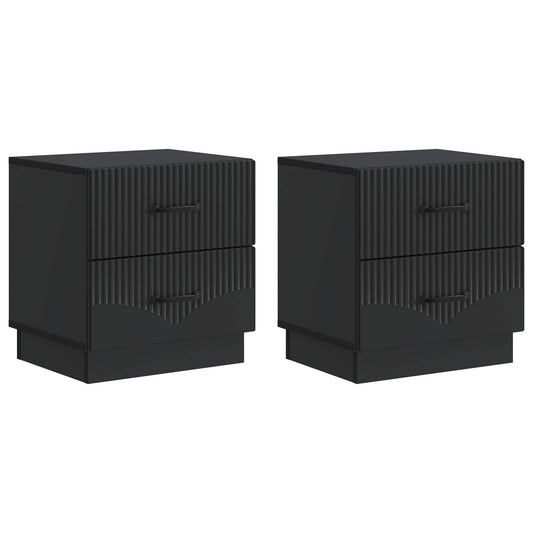 Nattduksbord 2 pcs Svart 43 x 34,5 x 44,5 cm Konstruerat trä