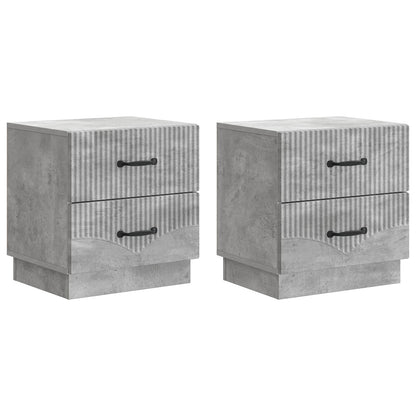 Nattduksbord med låda 2 pcs Betonggrå 43 x 34,5 x 44,5 cm