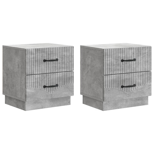 Nattduksbord med låda 2 pcs Betonggrå 43 x 34,5 x 44,5 cm