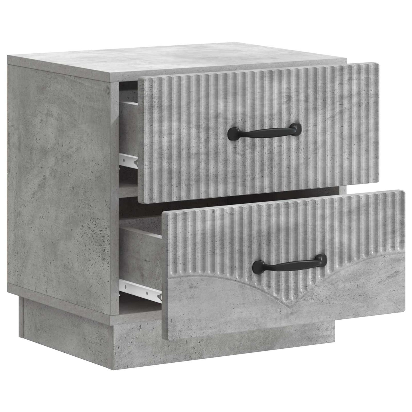 Nattduksbord med låda 2 pcs Betonggrå 43 x 34,5 x 44,5 cm