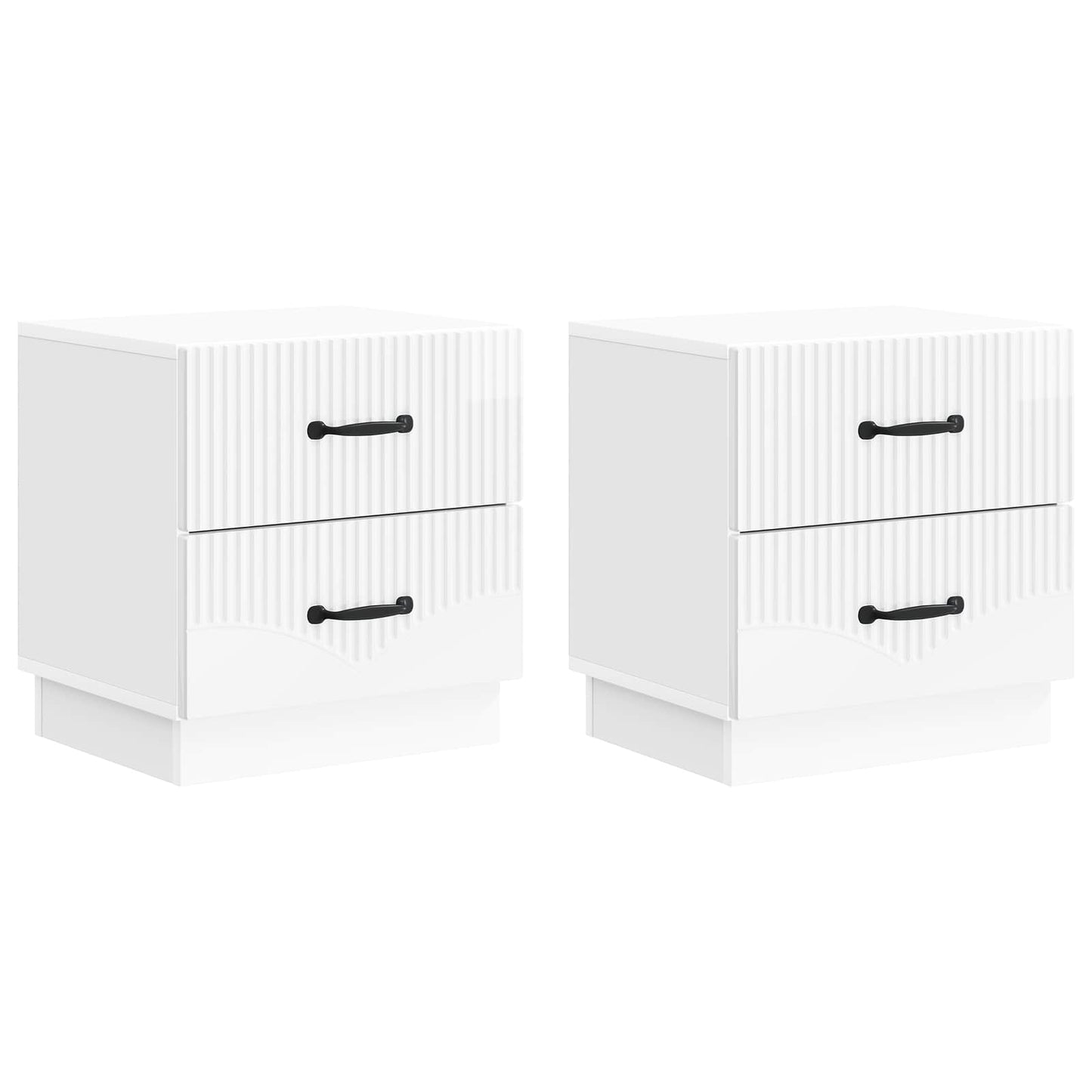 Nattduksbord med låda 2 pcs Vit högglans 43 x 34,5 x 44,5 cm