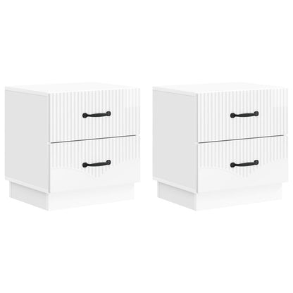Nattduksbord med låda 2 pcs Vit högglans 43 x 34,5 x 44,5 cm
