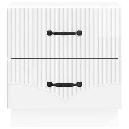 Nattduksbord med låda 2 pcs Vit högglans 43 x 34,5 x 44,5 cm