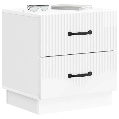 Nattduksbord med låda 2 pcs Vit högglans 43 x 34,5 x 44,5 cm