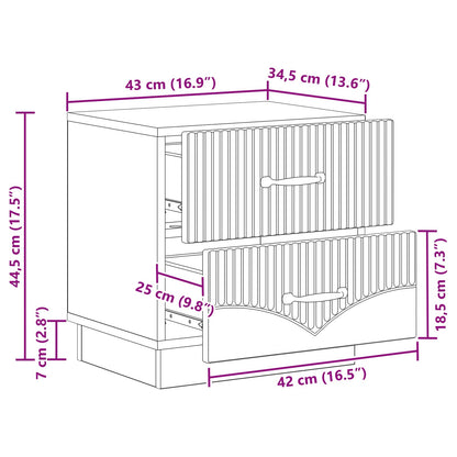 Nattduksbord med låda 2 pcs Vit högglans 43 x 34,5 x 44,5 cm