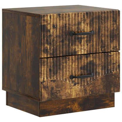 Nattduksbord 2 pcs Rökt ek 43 x 34,5 x 44,5 cm Konstruerat trä