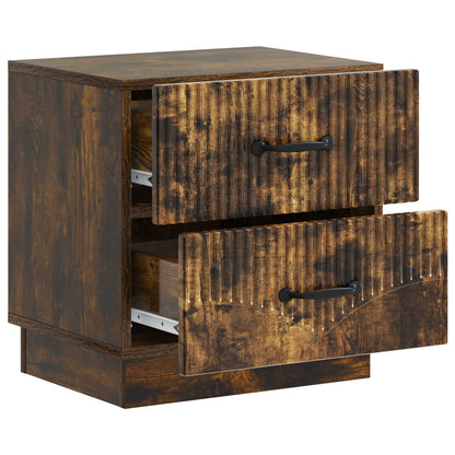 Nattduksbord 2 pcs Rökt ek 43 x 34,5 x 44,5 cm Konstruerat trä