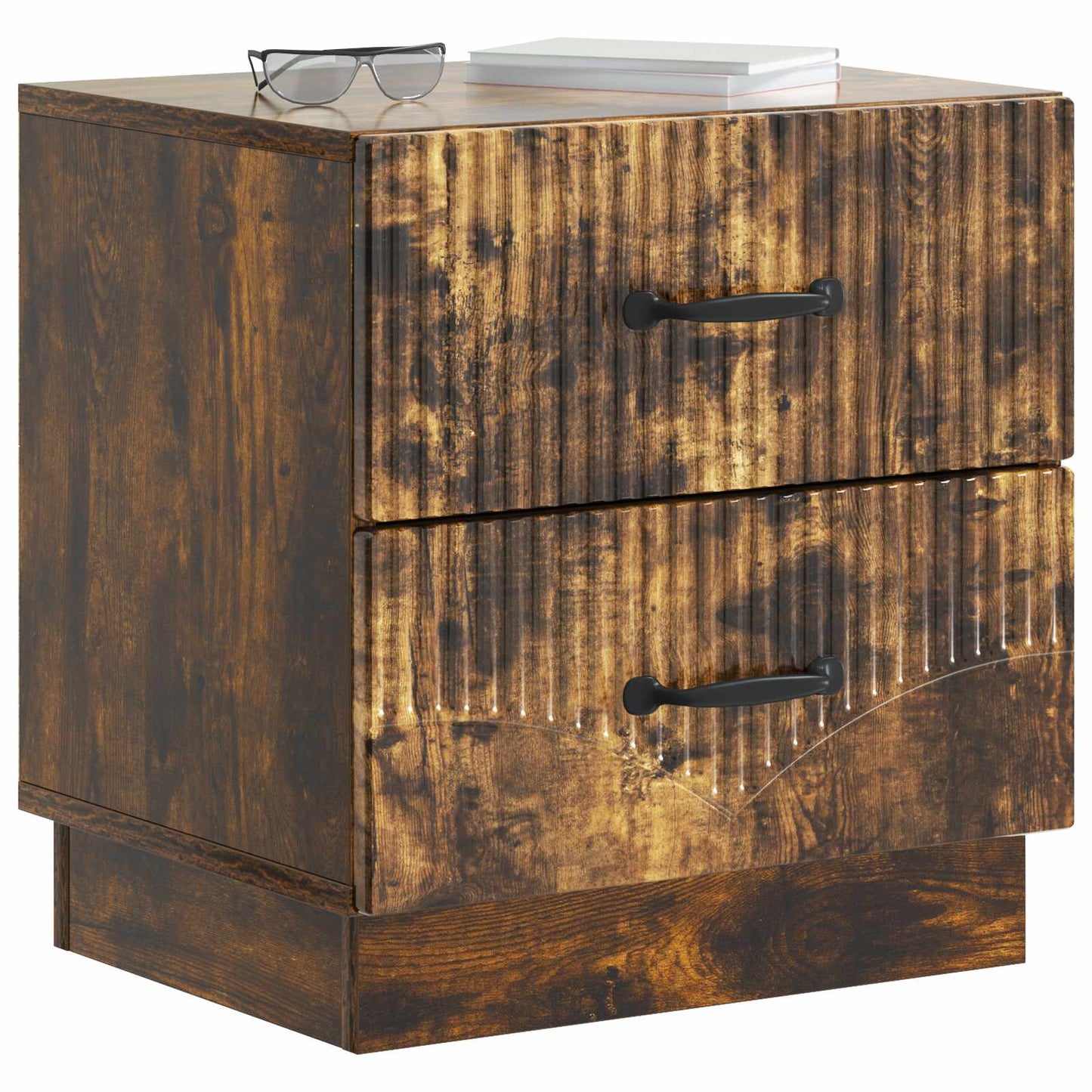 Nattduksbord 2 pcs Rökt ek 43 x 34,5 x 44,5 cm Konstruerat trä