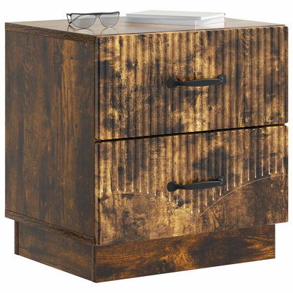 Nattduksbord 2 pcs Rökt ek 43 x 34,5 x 44,5 cm Konstruerat trä