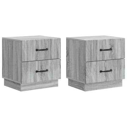 Nattduksbord med låda 2 pcs Grå sonoma-ek 43 x 34,5 x 44,5 cm