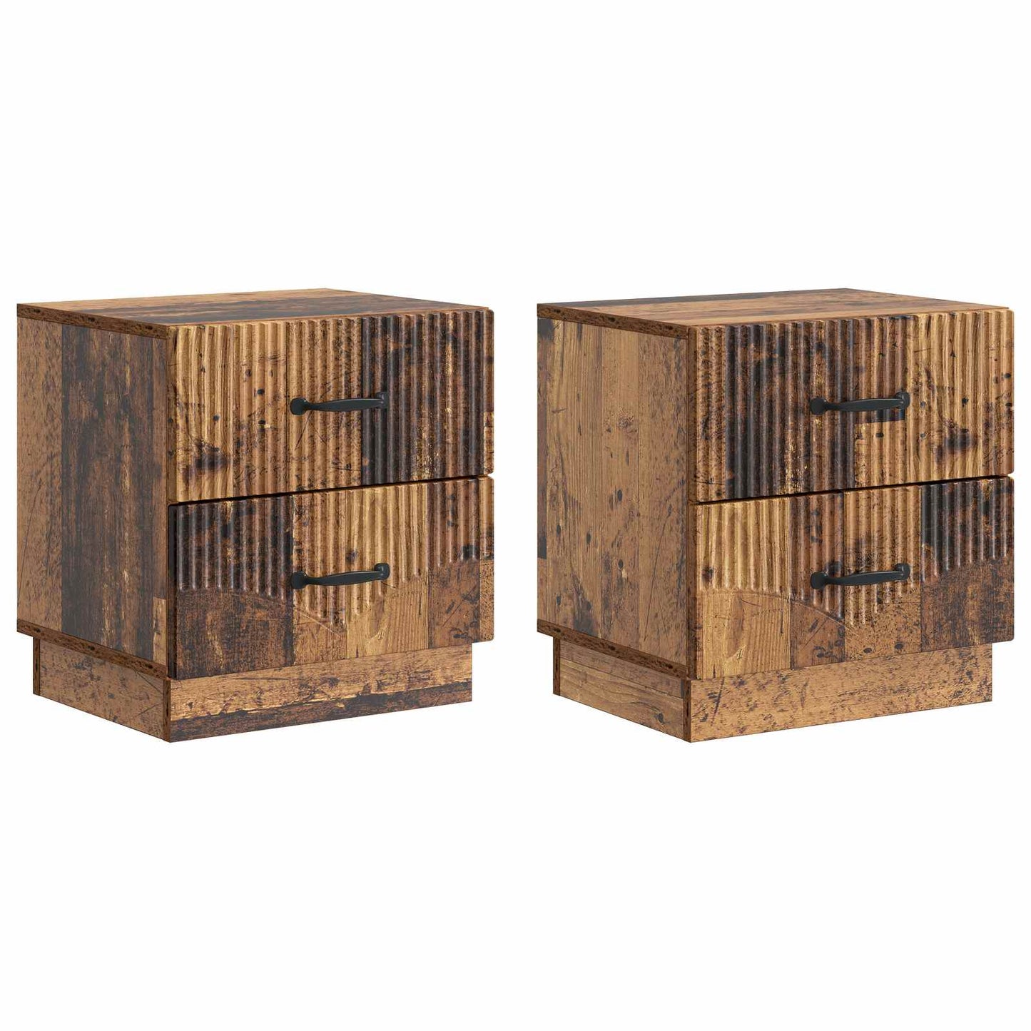 Nattduksbord med låda 2 pcs Gammalt trä 43 x 34,5 x 44,5 cm