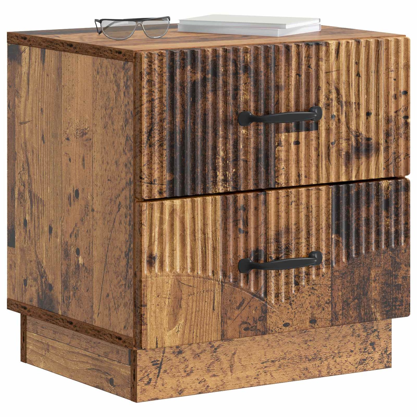 Nattduksbord med låda 2 pcs Gammalt trä 43 x 34,5 x 44,5 cm