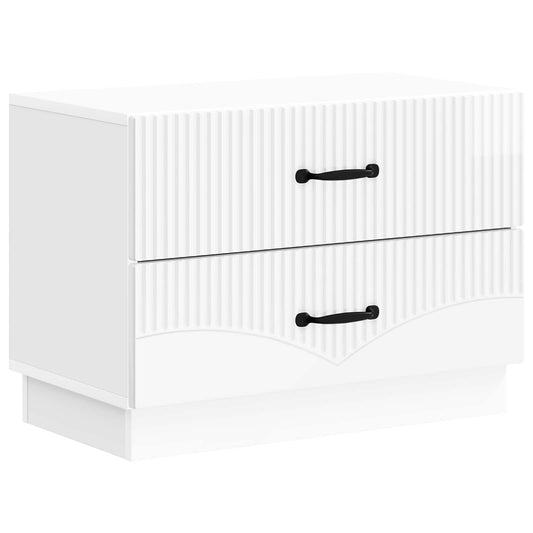 Nattduksbord Vit högglans 62 x 34,5 x 44,5 cm Konstruerat trä