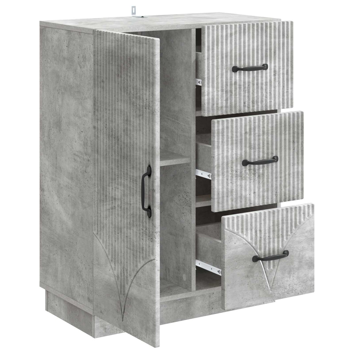 Sideboard med låda Betonggrå 66 x 34,5 x 87 cm Konstruerat trä