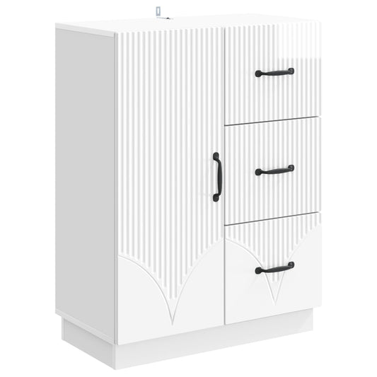 Sideboard Vit högglans 66 x 34,5 x 87 cm Konstruerat trä