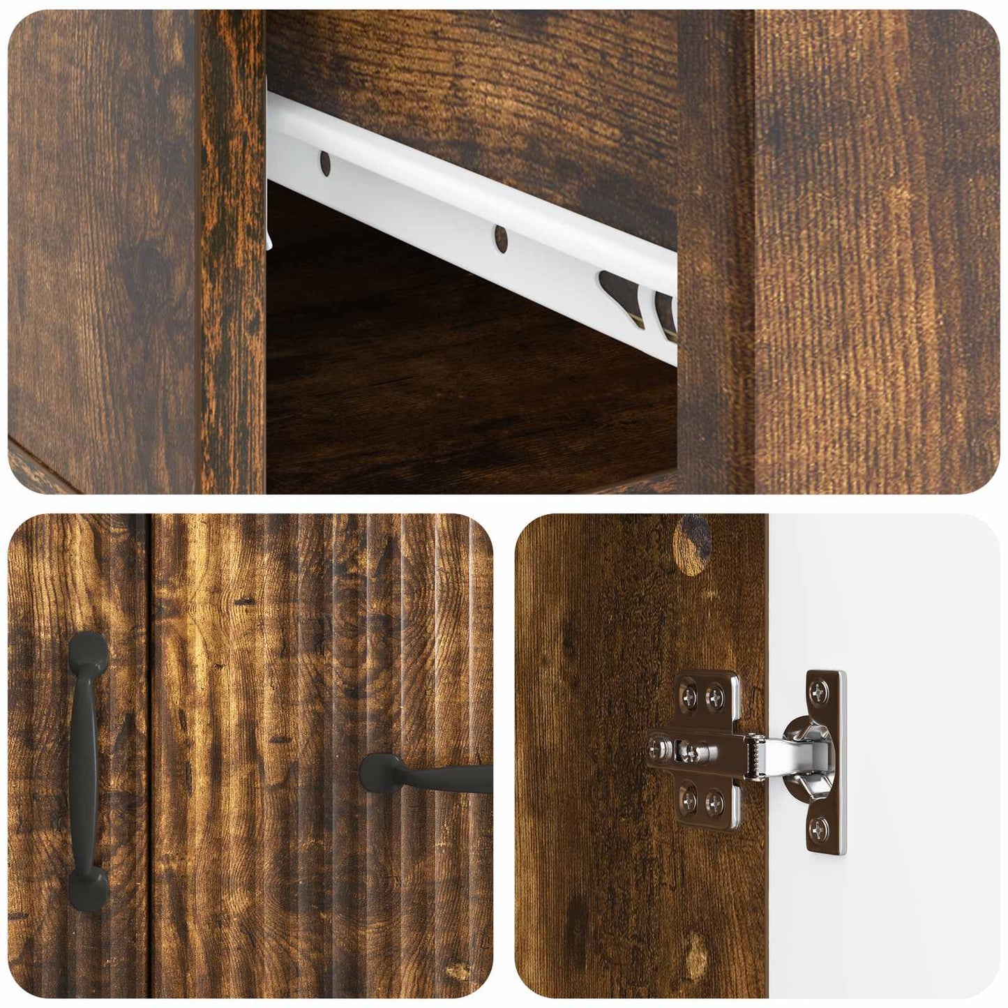 Sideboard med låda Rökt ek 66 x 34,5 x 87 cm Konstruerat trä