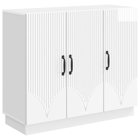 Sideboard Vit högglans 89 x 34,5 x 77 cm Konstruerat trä