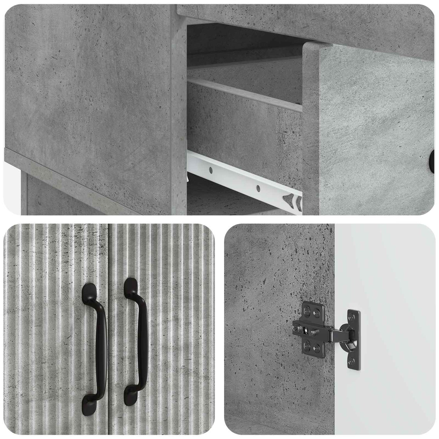 Sideboard med låda Betonggrå 66 x 34,5 x 92 cm Konstruerat trä