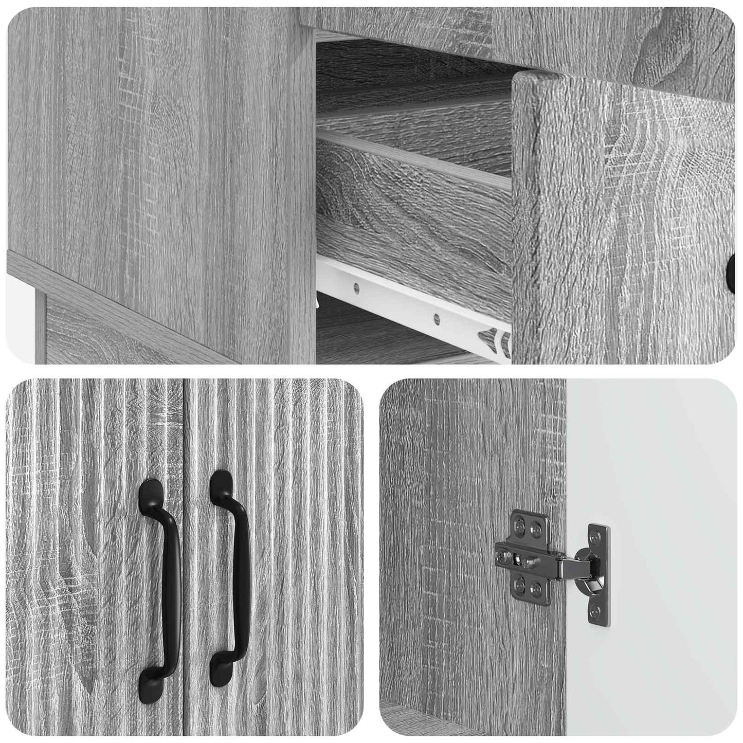 Sideboard Grå sonoma-ek 66 x 34,5 x 92 cm Konstruerat trä