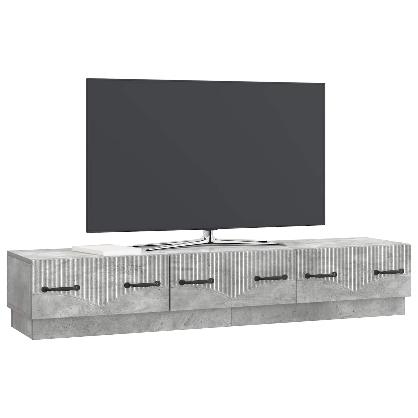 TV-skåp med låda Betonggrå 147 x 34,5 x 27 cm Konstruerat trä