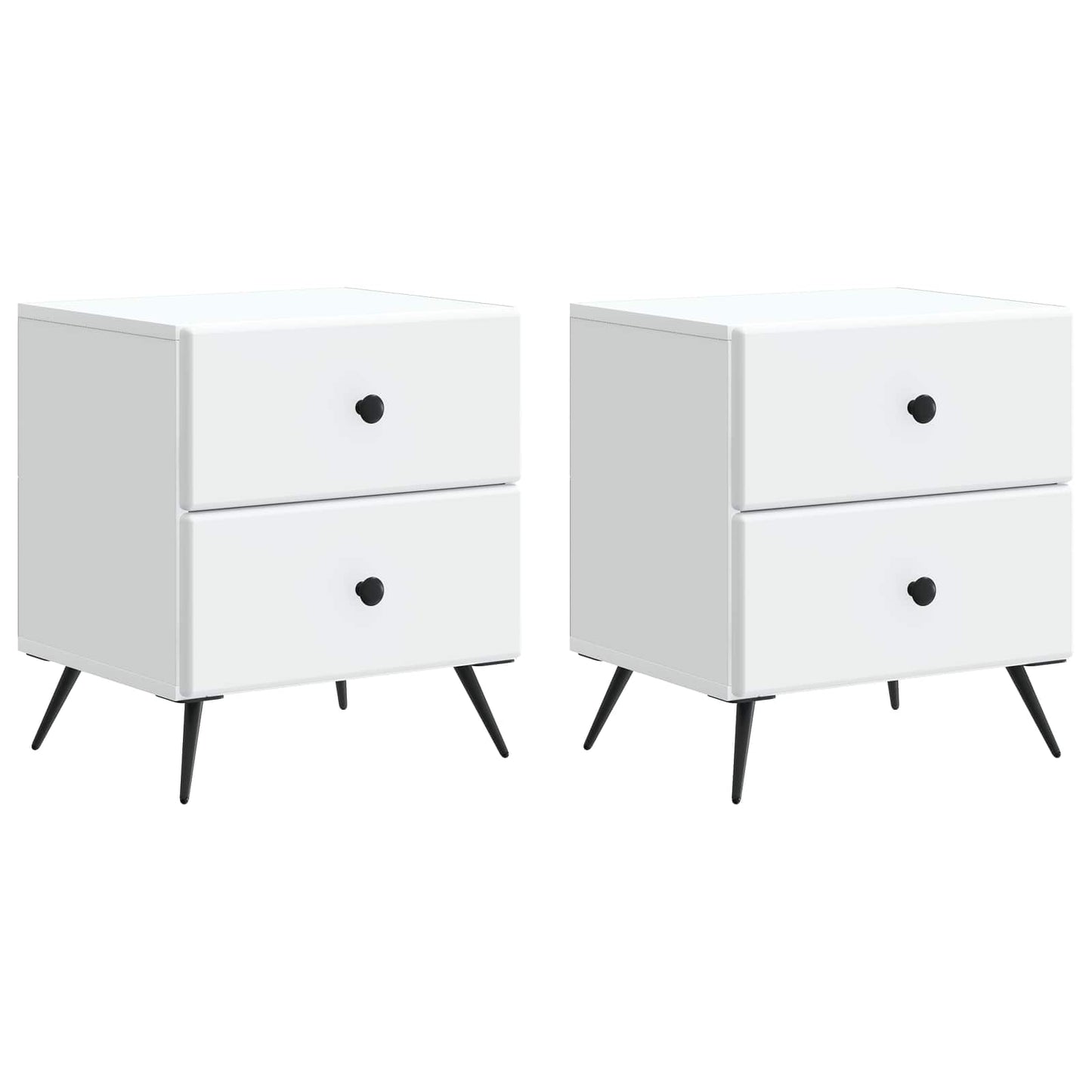 Nattduksbord 2 pcs Vit 43 x 34,5 x 47,5 cm Konstruerat trä