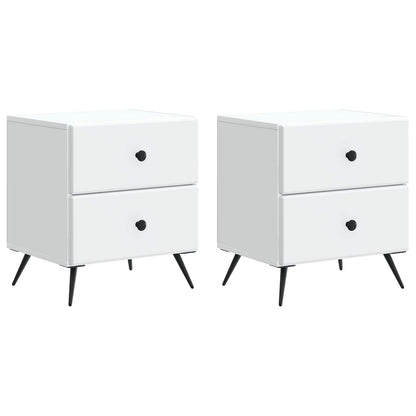 Nattduksbord 2 pcs Vit 43 x 34,5 x 47,5 cm Konstruerat trä
