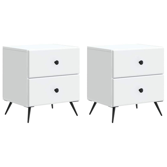 Nattduksbord 2 pcs Vit 43 x 34,5 x 47,5 cm Konstruerat trä