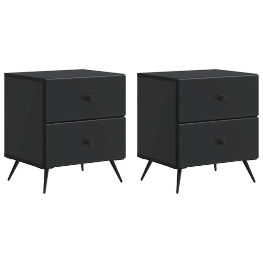 Nattduksbord 2 pcs Svart 43 x 34,5 x 47,5 cm Konstruerat trä
