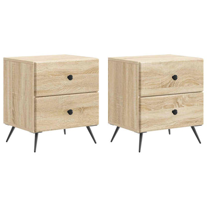 Nattduksbord med låda 2 pcs Sonoma-ek 43 x 34,5 x 47,5 cm