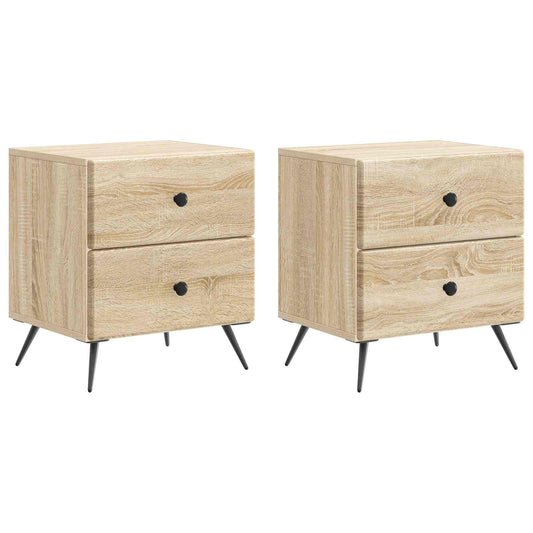Nattduksbord med låda 2 pcs Sonoma-ek 43 x 34,5 x 47,5 cm
