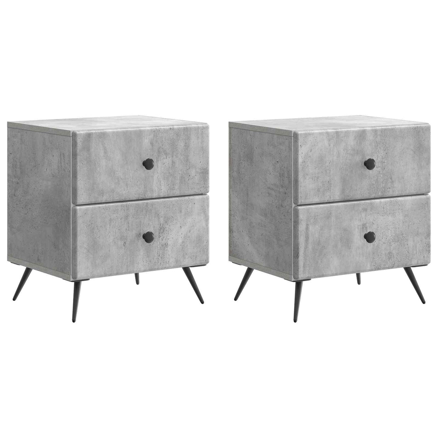 Nattduksbord med låda 2 pcs Betonggrå 43 x 34,5 x 47,5 cm