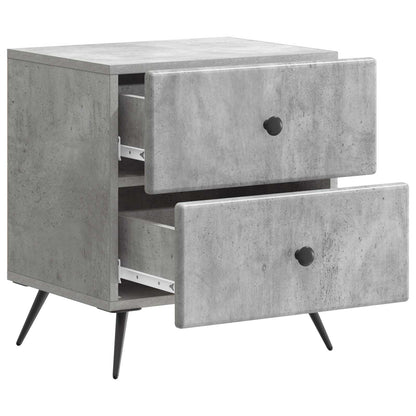 Nattduksbord med låda 2 pcs Betonggrå 43 x 34,5 x 47,5 cm