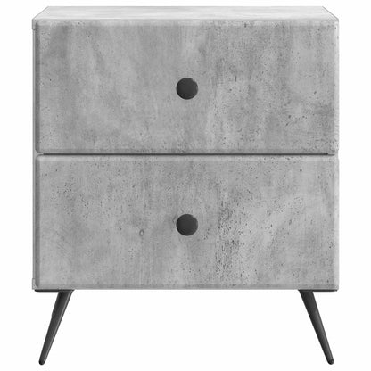 Nattduksbord med låda 2 pcs Betonggrå 43 x 34,5 x 47,5 cm