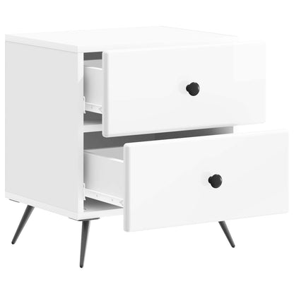 Nattduksbord Vit högglans 43 x 34,5 x 47,5 cm Konstruerat trä