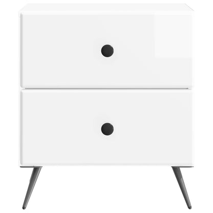 Nattduksbord Vit högglans 43 x 34,5 x 47,5 cm Konstruerat trä