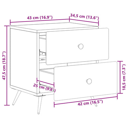 Nattduksbord Vit högglans 43 x 34,5 x 47,5 cm Konstruerat trä