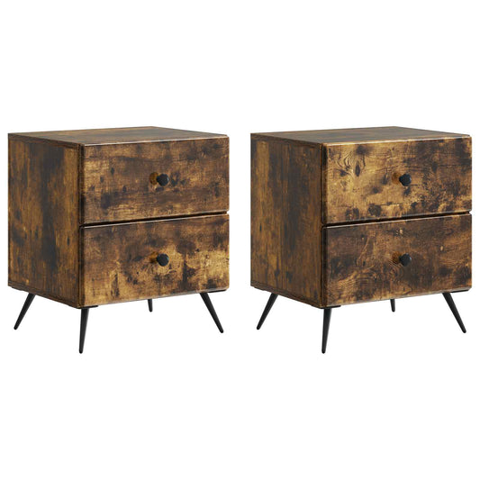 Nattduksbord 2 pcs Rökt ek 43 x 34,5 x 47,5 cm Konstruerat trä