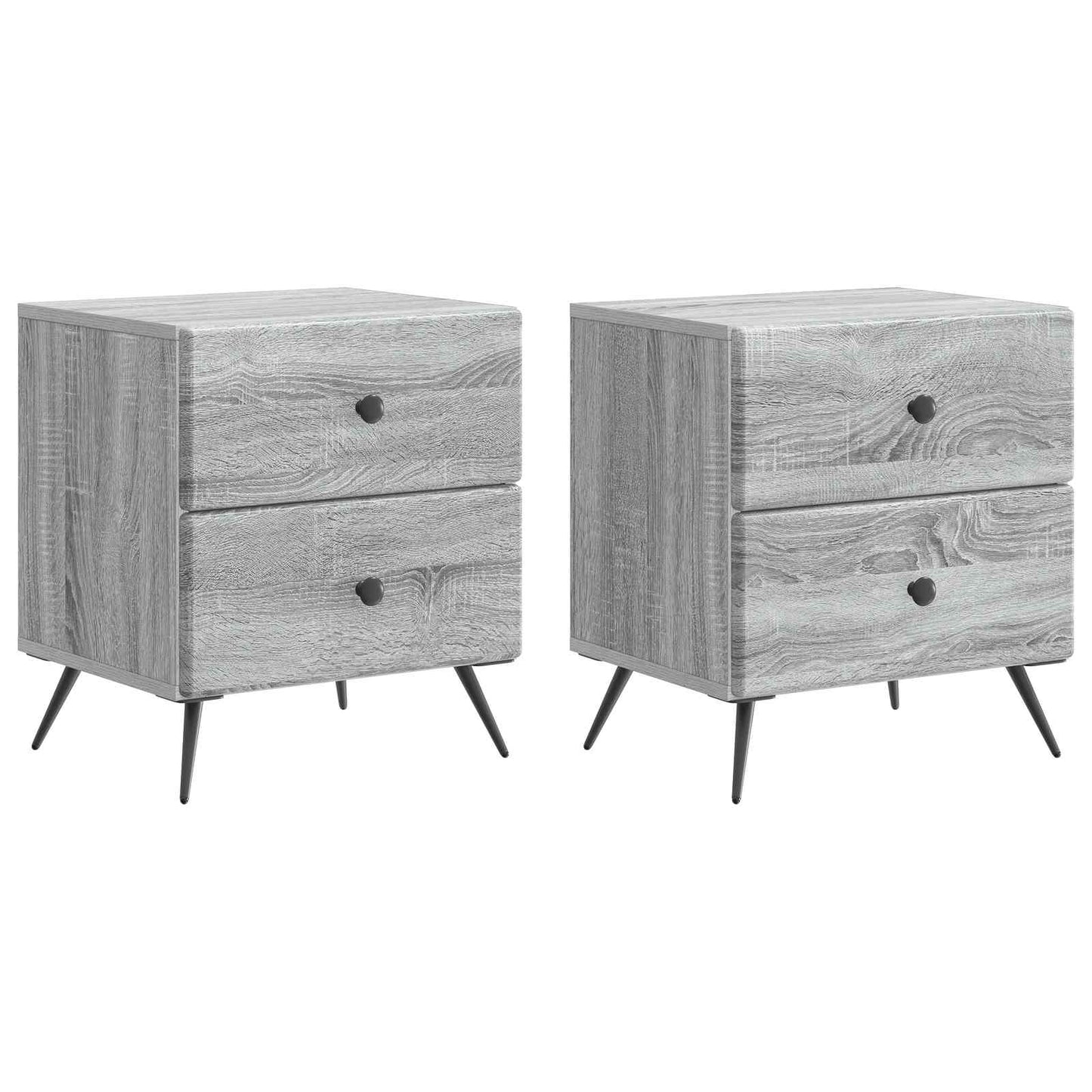 Nattduksbord med låda 2 pcs Grå sonoma-ek 43 x 34,5 x 47,5 cm